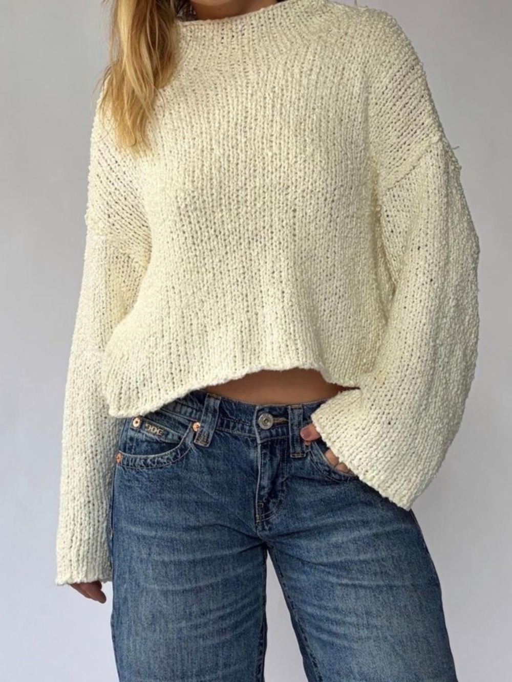 Anthropologie Bell Sleeve Knit Sweater Medium Cream - Picture 5 of 7